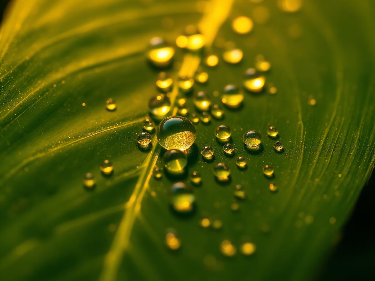 Sunlight passing through water and leaves